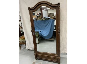 Antique Walnut Mirrored Front Wardrobe