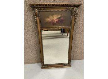 Vintage Two Part Mirror Mirror With Rose Painted Top