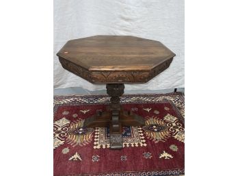 High Quality Feudal Oak Octagonal Carved Table