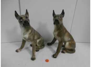 2 Ceramic Dog Statues, Both Have Lables