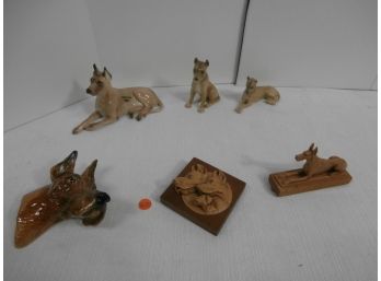 6 Dog Collectible Items Including 1 Hagen-Renaker Hamlet 1954, 2 Signed Erphila Germany And More