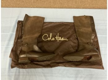 Pair Of Cole Haan Leather Boots Size 8B With Dust Cover