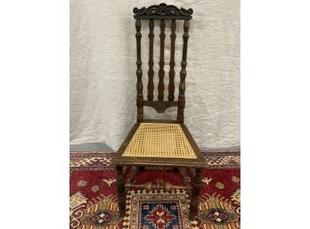 Antique Paine Furniture Oak Carved Banister Back Side Chair