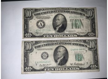 2 Early Federal Reserve Notes Series 1950 And 1934