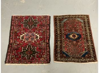 2 Small Hand Made Oriental Throw Rugs