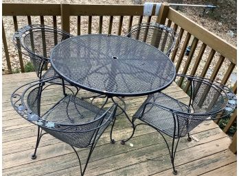Woodard Wrought Iron Patio Table And 4 Chairs, NO Umbrella