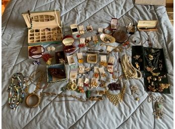 Costume Jewelry Lot Including Signed Pins And Some Sterling