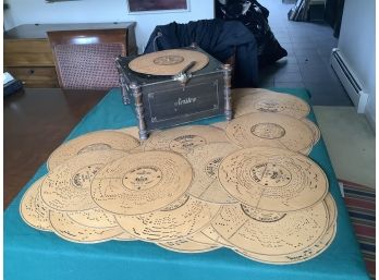 Vintage Ariston Organette Paper Disc Player With 36 Discs