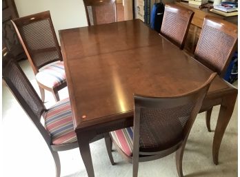 Ethan Allen Cherry Dining Set With 6 Chairs, Leaves And Pads