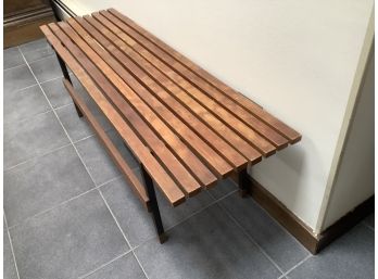 Wood Slat And Cast Bench Or Plant Stand