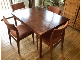Kitchen Table And 4 Teak Chairs With Interior Leaves