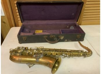 Antique Concertone Brass Low Pitch Saxaphone With Original Case