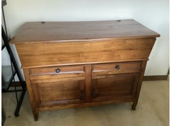 Northern Italian Fruitwood Cabinet Or Lift Top Commode With Hinged Lid And Bread Dough Compartment