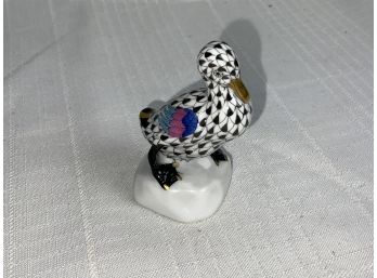 Herend 5022 Duck With Black And Colorful Details