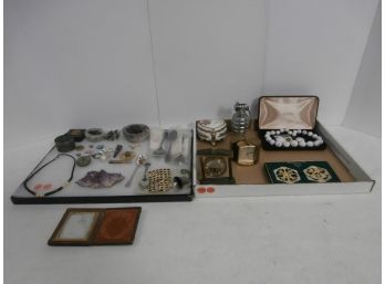 Ambrotype Lady In Gutta Percha Case, Semca Swiss Made 7 Jewels Clock, Vintage Swiza Sheffield Alarm Clock, Etc