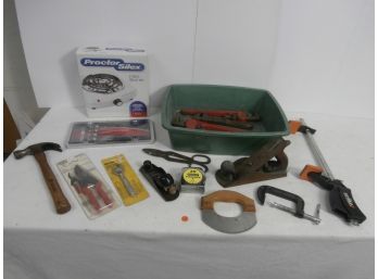 Tool Lot Including Felco Pruning Shears, Stanley Adjustable G Wrench, Stanley 25ft Powerlock II Measuring Tape
