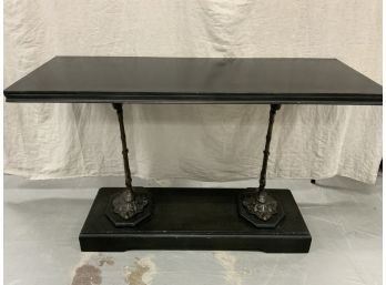 Black Iron Base Console Table With Metal Top