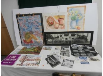 Loose Paintings, Pictures And Art Work By F. Meder Adams Plus Vintage Pamphlets Of Historic Landmarks