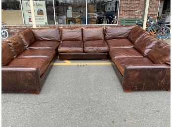 Large U Shaped Restoration Hardware Leather Sofa