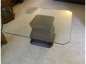 3 Piece Lot 2 Glass Top Tables And 1 Octagonal Side Table That Is Lighted