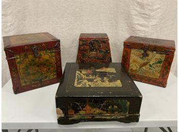 4 Oriental Decorated Boxes