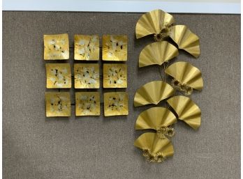 Two Gold Metal Wall Sculptures