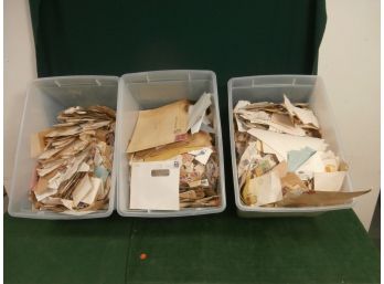 3 Large Totes Of Estate Cancelled Stamps And Related Vintage Correspondence