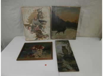 4 Paintings Signed And Unsiged
