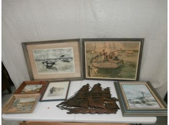 7 Pieces Of Art Work Nautical Themed Including Signed Work And Limited Editions
