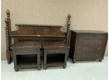 4 Piece Restoration Hardware Bedroom Set With King 4 Poster Bed Retailed $2700