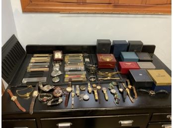 Large Grouping Of Assorted Watches, Watch Boxes, And Watch Bands
