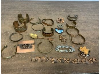 Copper Jewelry And Items Including Signed Piece