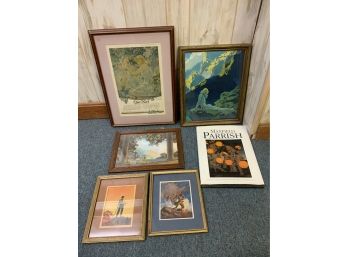 Grouping Of Art Deco Prints Including Maxfield Parrish