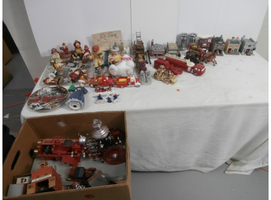 Collectibles Mostly Of Fire Fighting Including Statues And Related Vehicles And 2 Allenco Fire Nozzles