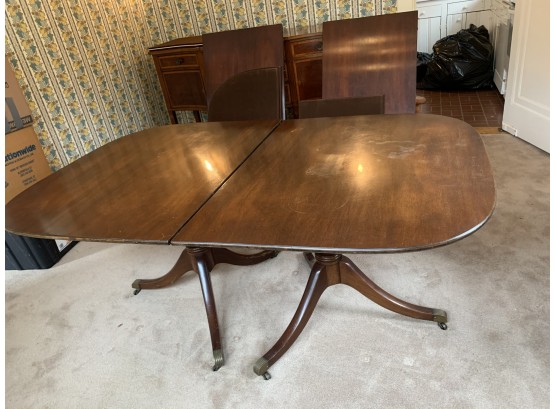 Custom Mahogany Double Pedestal Dinning Room Table With 2 Large Leaves Old Colony Furniture