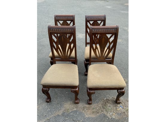 Set Of 4 Carved Back Chairs