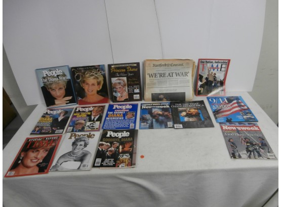 Ephemera Lot Including 2 Hard Cover Commemorative Edition Books, Princess Diana People Weekly The Diana Years