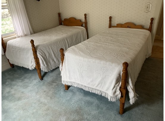 Pair Of Antique Birdseye Maple Twin Beds