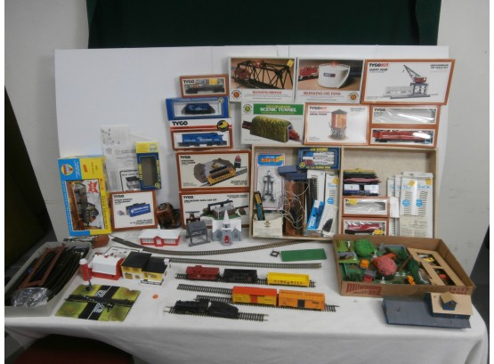 HO Scale Trains And Accessories Including Tyco, Bachmann, AHM Accessories, Plasticville, Etc