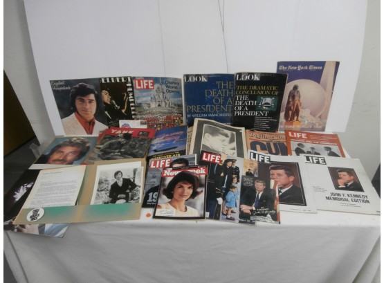 Ephemera Lot Including 1940's Yank Magazines, Life And Look Magazines, Kennedy, Engelbert Humperdink Fan Club