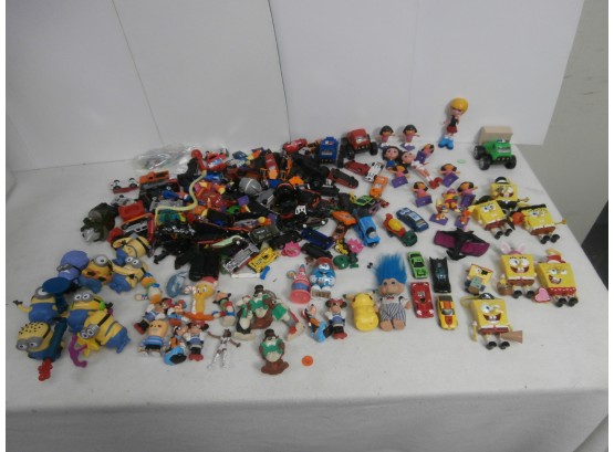 Large Assorted Mostly Plastic Toy Lot Including Sponge Bob Square Pants, Despicable Me Minions And More