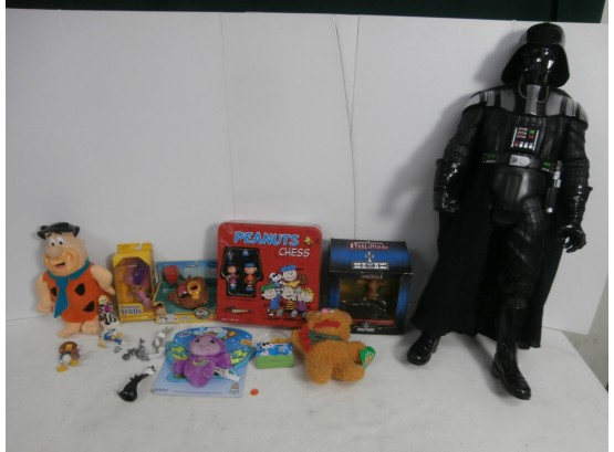 Toy Lot Including Darth Vader, Peanuts Chess Set, Fred Flintstone, Treasure Troll And More