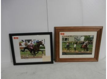 2 Kentucky Derby Large Sized Framed Photos Signed