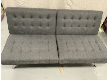 Grey Futon Couch With Feet Storage In A Zippered Pocket Underneath 1 Of 2
