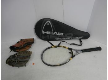 Sporting Goods Lot Including Head Ti Fire Mid Plus Tennis Racket