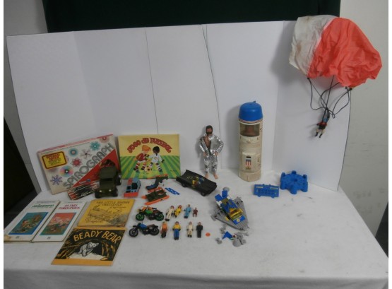 Vintage Toy Lot Including 1970's Lesney Prod. Mobile Action Command Vehicles And Action Figures, Simms Inc.