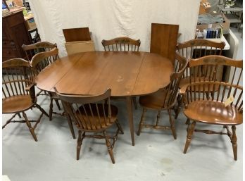 Hitchcock Drop Leaf Table With 8 Chairs Including 2 Arm Chairs With 2 Leaves And Pads