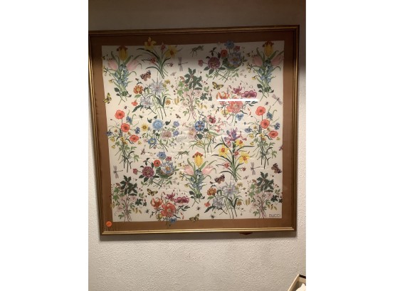 Gucci Scarf Framed With Flowers And Birds Motif