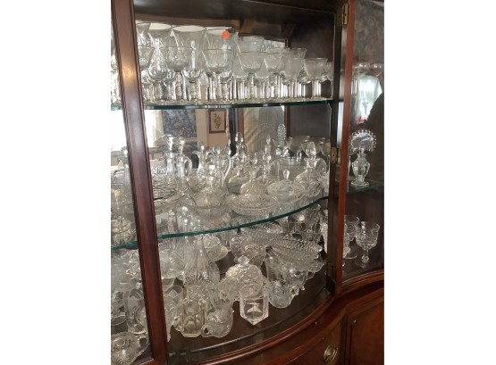 Large Grouping Of Glass, Crystal, Stemware, Cruets, Goblets, Butter Dish, Sherbets, Decanters And More