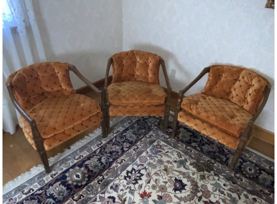 Oxford LTD Barrel Back Set Of 3 Vintage Chairs